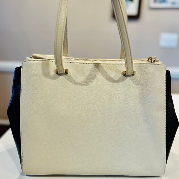 Kate Spade Matthews Drive Pebbled Leather Holland Satchel - Black and Ivory - Picture 3 of 16